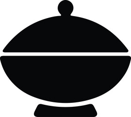 Obraz premium Illustrator Vector serving bowl with lid simple monochrome silhouette