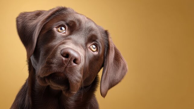 Modern portrait of a clean chocolate labrador dog