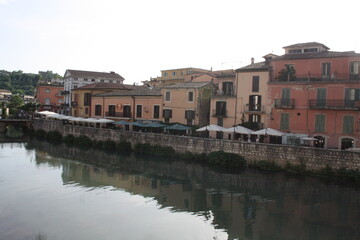 view of the old town of Isola del Liri, Italy 