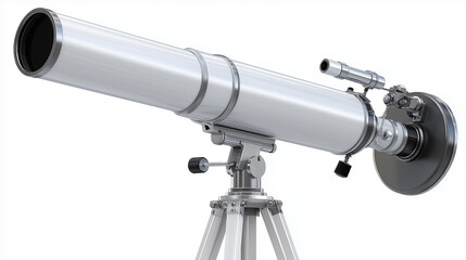 Fototapeta premium A classic white telescope, sleek and detailed, isolated on a clean white background. 