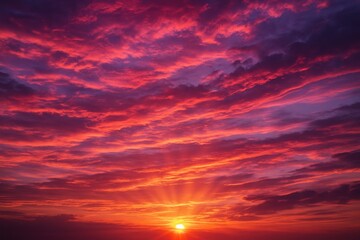 Fototapeta premium Dramatic Sunset Sky with Pink Orange Purple Clouds Creating Breathtaking Natural Light Display