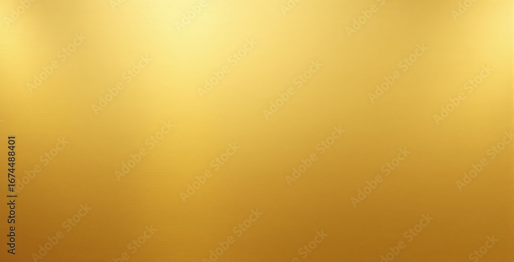 Poster shiny golden metallic surface texture with subtle brushed pattern and gradient lighting on a plain b