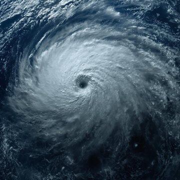 Powerful Category 5 Hurricane with Distinct Eye Over the Ocean