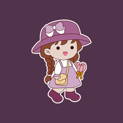 Cute cartoon girl sticker