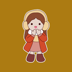 Cute cartoon girl sticker