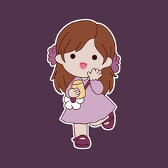 Cute cartoon girl sticker