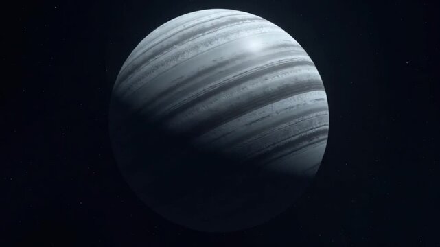 Abstract looped spinning planet stone round sphere in space against the background of stars, video 4k, 60 fps