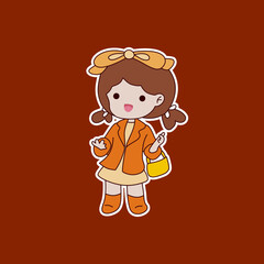 Cute cartoon girl sticker