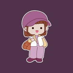 Cute cartoon girl sticker