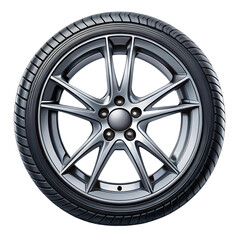 Obraz premium Modern alloy car wheel and tire isolated on transparent background