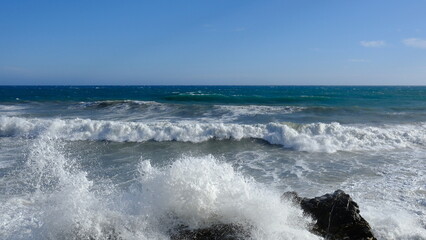 Sea storm on the Italian coast, Ligurian Sea, Italy, Imperia