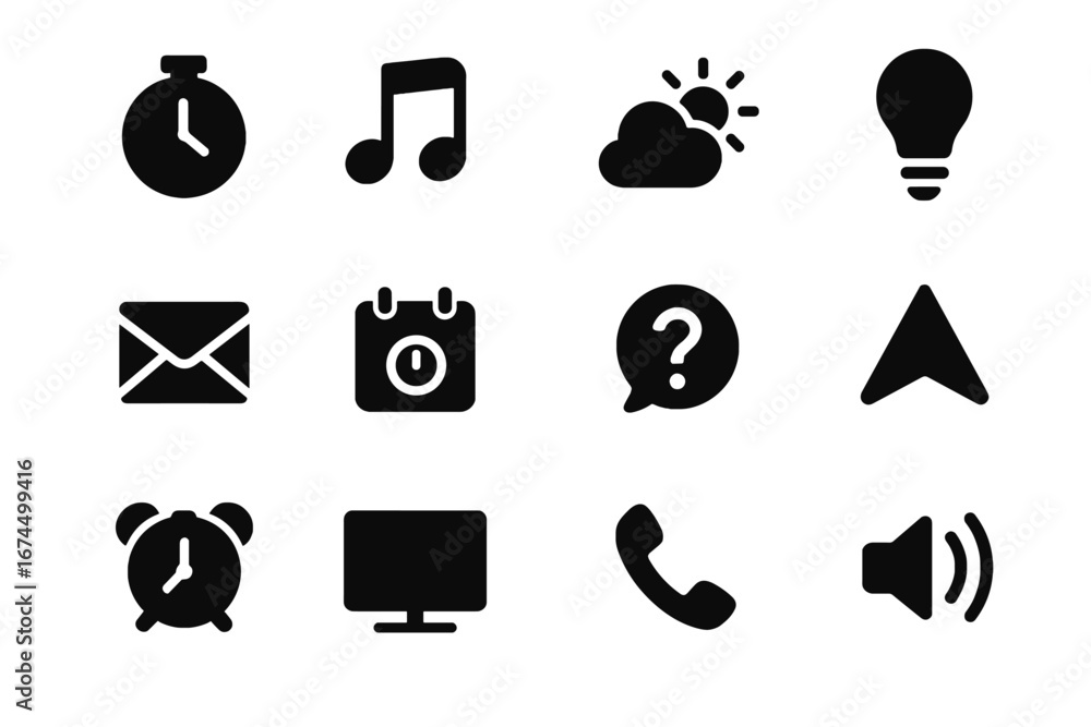 Aufkleber vector control assistant call navigate alarm icon voice schedule set check music