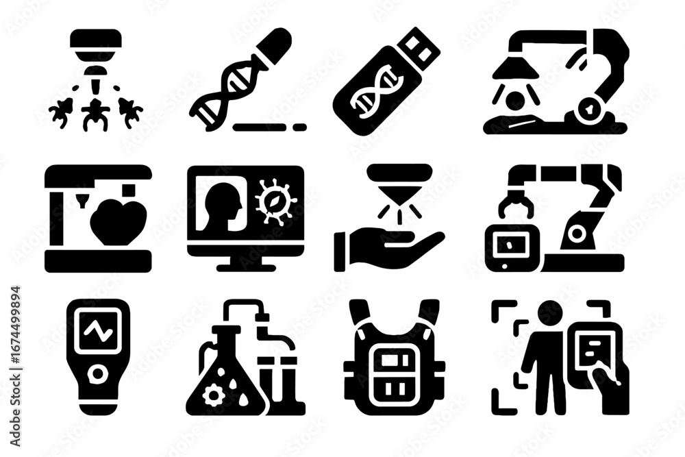 Poster data lab viewer dna reality augmented kit icon sets futuristic disease vector