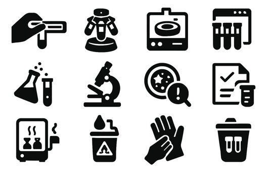 Specimen waste change labeling bio equipment segregation vector result lab disposal icon