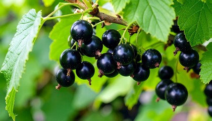 Blackcurrants on a branch