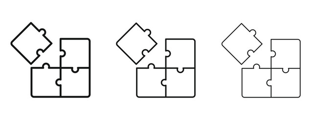 Puzzle icon in linear versions. Editable line