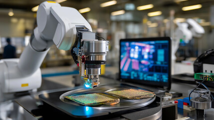 Robotic Arm Aligning Wafers in Engineering Data Logging Process