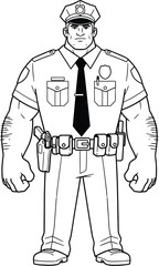 Cartoon style drawing of a police officer standing at attention in uniform