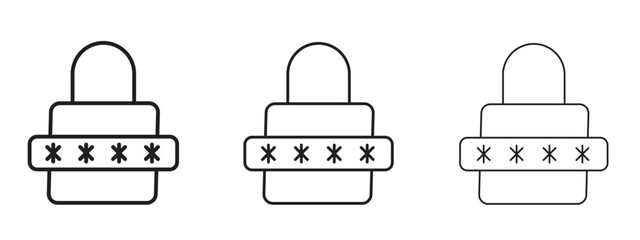 Password icon in linear versions. Editable line