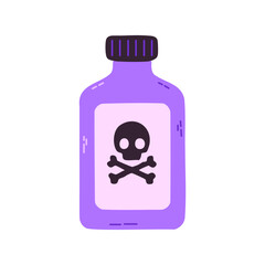 Purple poison bottle with skull label for halloween party and decoration
