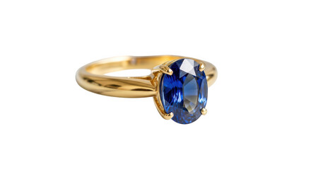 Elegant gold ring featuring a large oval blue sapphire gemstone
