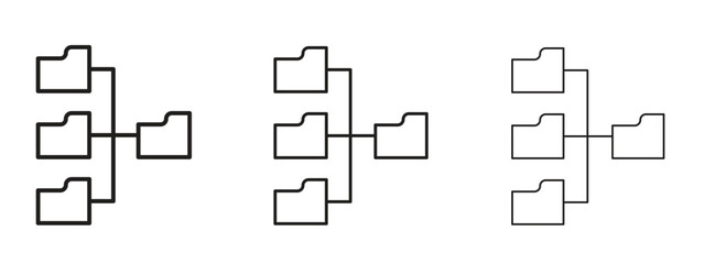 Folder tree icon in linear versions. Editable line