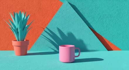 An isolated container of yellow liquid next to red and green paint brushes