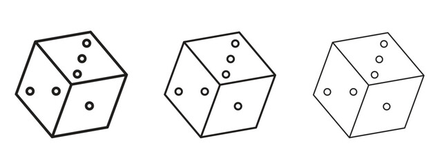 Dice icon in linear versions. Editable line