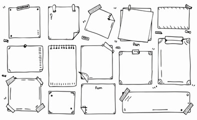 Hand-Drawn Blank Note Papers & Sticky Notes Collection