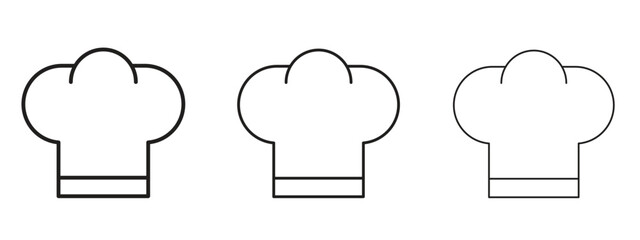 Chef hat icon in linear versions. Editable line