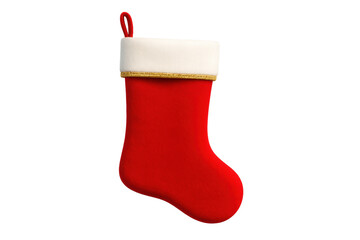 Red Christmas stocking hanging with transparent background