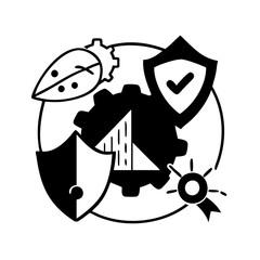 Vector art of security and protection system with quality control and assurance