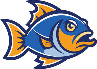Mascot bluegill fish head vector illustration bold outline scalable graphic