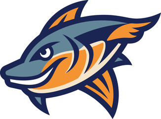 Bold pike head mascot logo vector illustration scalable for sports teams branding