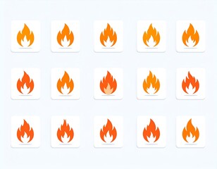 Various fire icons in squares