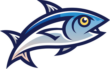 Sardine mascot head vector illustration bold outline scalable fish icon for branding
