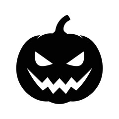Fototapeta premium Black silhouette of a scary Jack-o-lantern with a menacing, evil grin and sharp eyes.