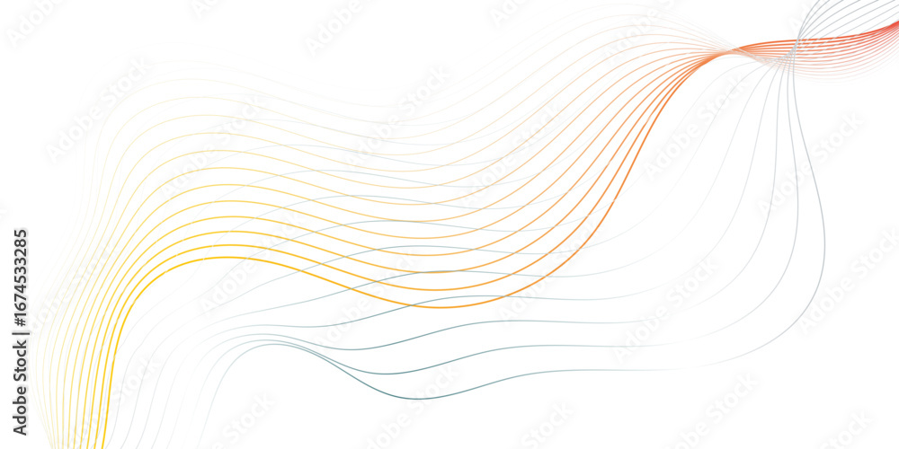 Poster abstract dynamic flowing wave pattern lines with a gradient of creating flowing motion colors on a c
