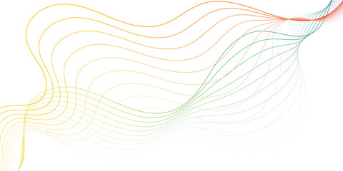 Abstract dynamic flowing wave pattern lines with a gradient of Creating Flowing Motion colors on a clean white background.