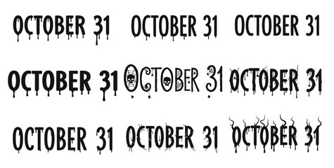 Halloween Icon Set Featuring October 31 Typography Designs  