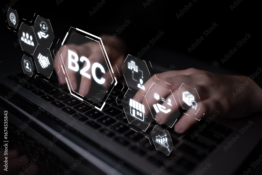 Poster b2c strategy focus on delivery products directly to consumer. successful b2c model enhance consumer 