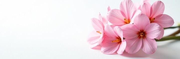 Fototapeta premium Delicate pink flower bouquet, elegantly arranged on pristine white , beauty, bouquet, pink flowers