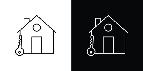 Selling or rent home icon design template with outline style