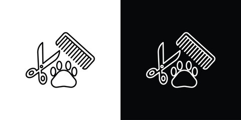 Pet grooming icon design template with outline style