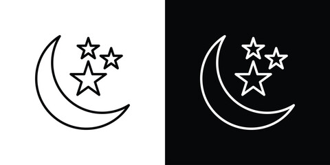 Moon stars icon design template with outline style