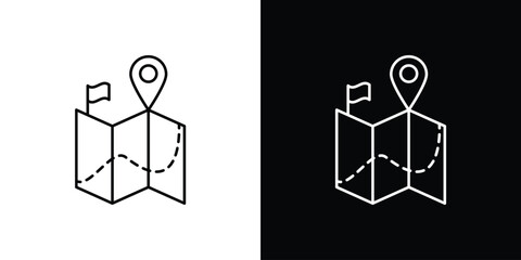 Map icon design template with outline style