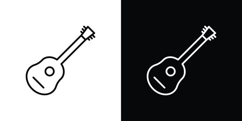 Guitar icon design template with outline style