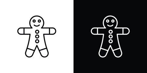 Gingerbread man icon design template with outline style