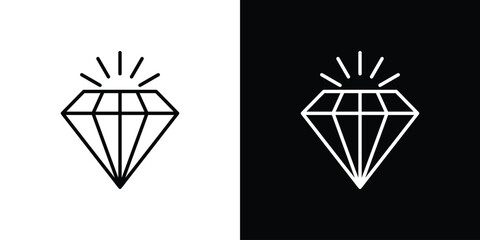 Gem icon design template with outline style