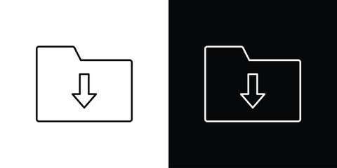 Folder download icon design template with outline style